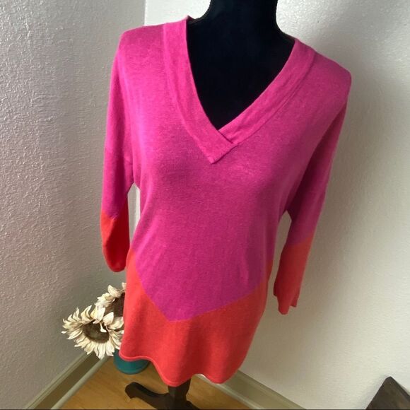 Pink Orange Oversized Linen Blend Sweater - ZOZO - Picture 5 of 8